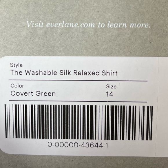 Everlane The Washable Silk Relaxed Button Down Shirt Covert Green Size 14 - Picture 7 of 8